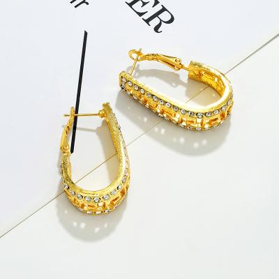 China Best Selling Top Quality FASHIONABLE 24k Gold Plated Crystal Rhinestone Hoop Earrings Luxury Statement for sale