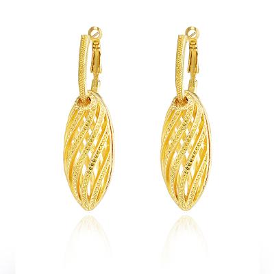 China Free Sample TRENDY Minority Design Melon Seed Shape 24k Gold Plated Cute Little Girl Brass Hoop Earrings for sale