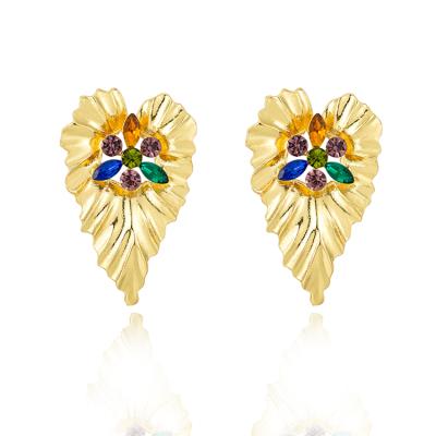 China TRENDY Ladies Fashion Big Gold Plated Antique Drop Earrings Diy Brass Earrings Leaf for sale