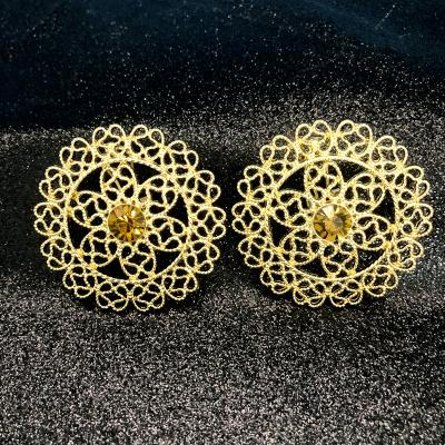 China Fashion TRENDY Jewelry Geometric Statement Hanging 24k Gold Plated Champagne Color Earrings White for sale