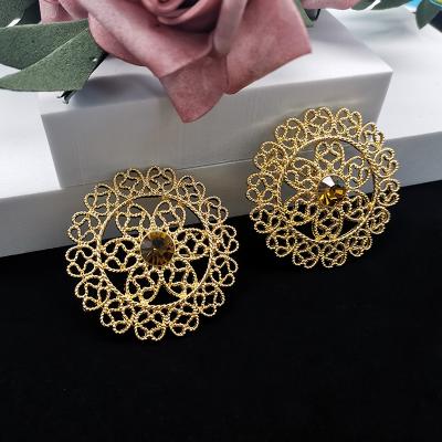 China TRENDY New Fashion Zircon 24K Gold Plated Copper Jewelry Stud Earrings Women Ladies Accessories for sale