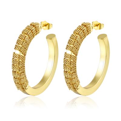 China TRENDY Personalized Custom Made Large Trendy 24K Gold Plated Hoop Earrings For African American Fashion Girls for sale