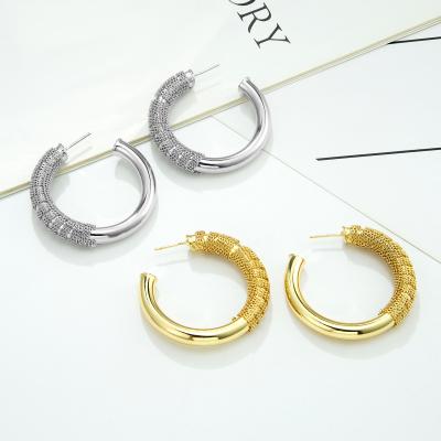 China Best Selling Custom Huggie Hoop Earrings 18K 24K True Custom Gold Plated Big Circle Hoop Women Brass Earrings for sale