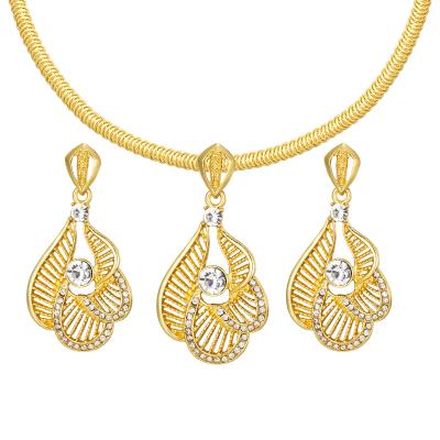 China TRENDY Meiji Fashion Handmade 24K Gold Plated Jewelry Display Set Leaf Shape Dangle Earrings For African American Women for sale