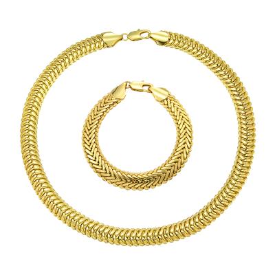 China Fashionable Good Quality 24K Gold Plated African American Women Jewelry Set Hip Hop Cuban Chain Necklace for sale