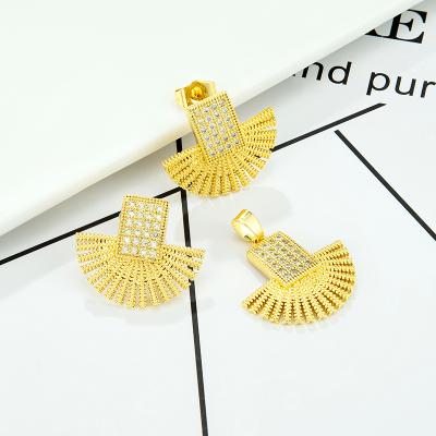 China Beautiful CLASSIC Hot Selling Luxury Handmade Jewelry Sets Women Wedding Sector Pattern Earring Necklace Earring Silver Gold Plated for sale