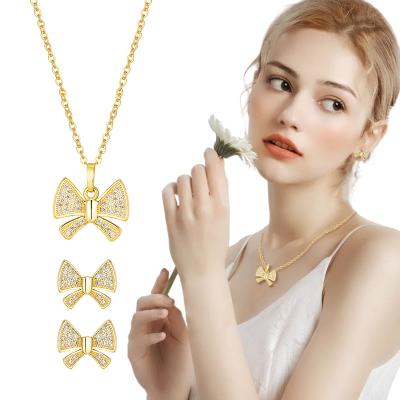 China Fashionable Meiji Personalized Jewelry Set Initial Gold Plated Earrings and Diamond Butterfly Pendants Necklace for sale