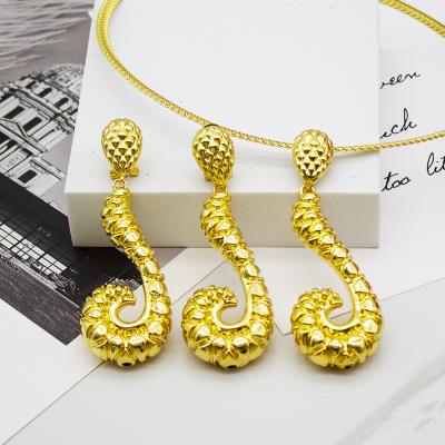 China Free sample CLASSIC high quality jewelry gold plated earrings set 24K necklace pendant set beautiful women accessories in China for sale