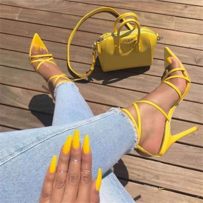 China Open Heel Shoes Women Sandal Women's Strap Sandals Fashion Europe Latest Design Sexy High Heel Yellow for sale