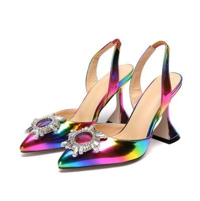 China 2021 Fashion Colorful Diamond Flip Flops Sandals New Arrivals Open Heel Shoes for sale