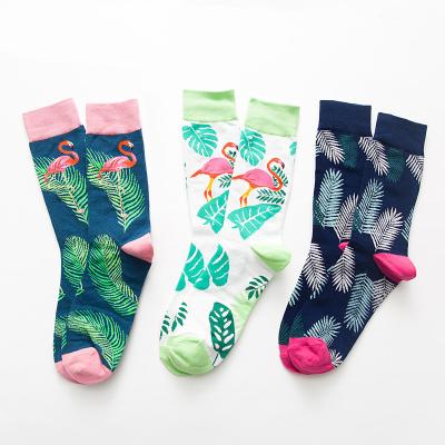 China Wholesale Antibacterial Custom Cotton Low MOQ Funny Logo Flamingo 100% Men Love Socks for sale