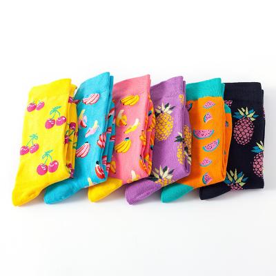 China QUICK DRY popular fruit logo pattern custom made men's and women's cotton unisex socks for sale