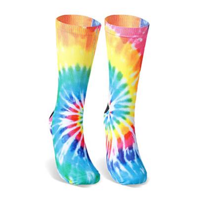 China Sporty High Quality Polyester Sublimation Men Sporty Printing Tie Dye Effect Socks for sale