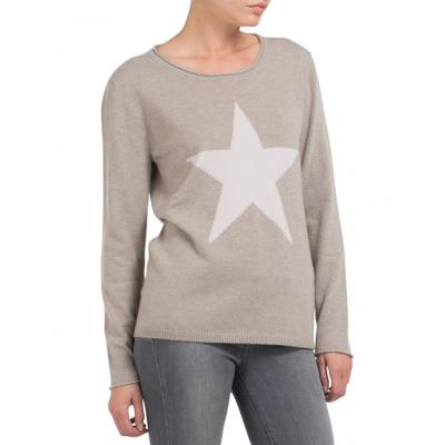 China Hot Selling Star Design Knitted Cashmere Anti Shrink Sweater For Women Crewneck Sweater for sale