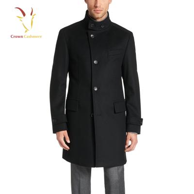 China High neck anti-shrink men's long plus size winter wool coat, woolen overcoat for men for sale