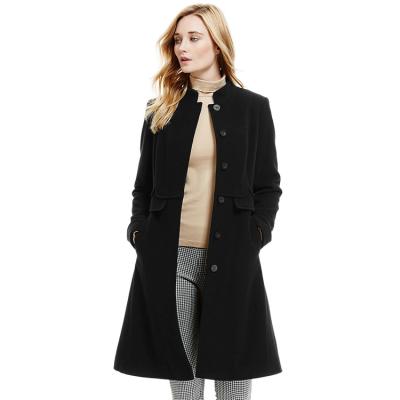 China Anti-Shrink Ladies Black Long Winter Coat Cashmere Wool Korean Coat for sale