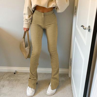 China Elastic High Waist Sports Sweatpants Women Stretch Casual Skinny Rocker Pants Workable Split Flare Joggers Gaiters Iamhotty 2021 for sale