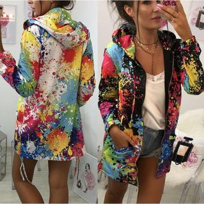 China Breathable Plus Size Tie Dye Coat Women's Oversized Long Sleeve Hooded Hoodies Sweatshirt Parka Jacket Coat Outwear Overcoat for sale