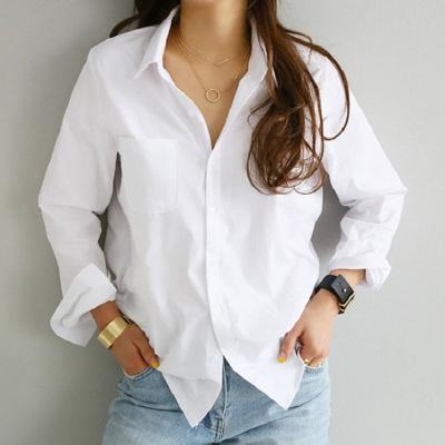 China Lady Soft White OL Style Breathable Loose Casual Shirt Ladies Office Workwear Shirt Women Vintage Ladies Blouse Tops Blusas for sale