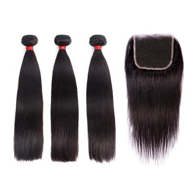 China Curly 13*4 Brazilian Straight Hair Extensions 5*5 Inch 4*4 Weaves Raw Virgin Bundle And Closure Set With Sheer Lace for sale