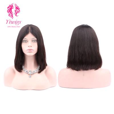 China Peep 10A 12A Brazilian Body Wave Yiwigs 14 Inch Bob Short Pixie Cut Middle T Part Straight Lace Front Hair Wigs for sale