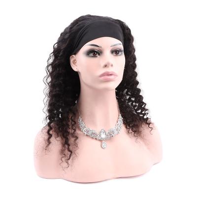 China Cheapest Online Headband Wigs Glueless Brazilian Deep Curly Peruvian Natural Human Hair Body Wave Wig 100% For Black Women for sale