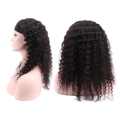 China Peruvian Wigs Cabello Humano Headband Wig Glueless 100% Brazilian Raw Deep Curly Natural Hairline Body Wave Wholesale Virgin Hair for sale