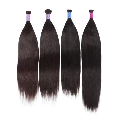 China Pure Original Natural Wholesale Yiwigs Human Hair Extensions Brazilian Unprocessed Raw No Weft Bulk Yaki Hair Straight for sale