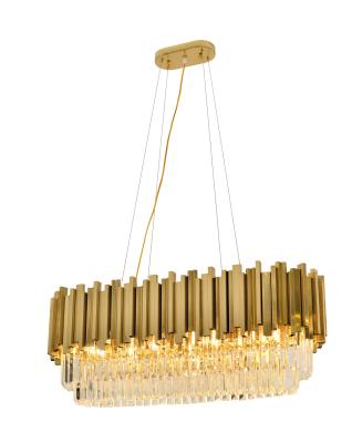 China Contemporary wholesale gold dining hanging lamp luxury crystal chandelier crystal light lamp restaurant hotel lighting hanging decor for sale