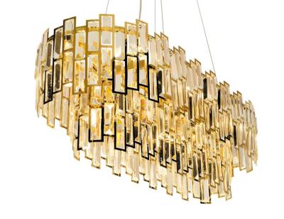 China Modern Wholesale Luxury Crystal Pendant Light Dining Room Restaurant Lighting Pendant Lamp Gold Crystal Lighting for sale