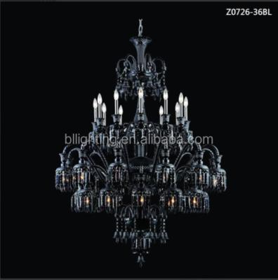 China Large Italian Baccarat Chandelier Hotel Lighting Wholesale Contemporary Shiny Luxury Fancy Black Design Wholesale Light for sale