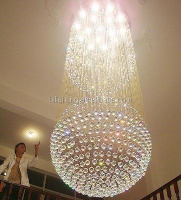 China Modern Hotel Hotel Glass Ball Pendant Light Large Crystal Pendant Lamp for sale