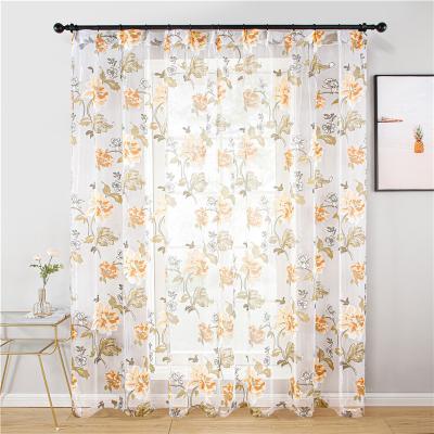 China Floral Butterfly Print Sheer Curtains Living Room Bedroom Tulle Translucent Window Screen zu verkaufen