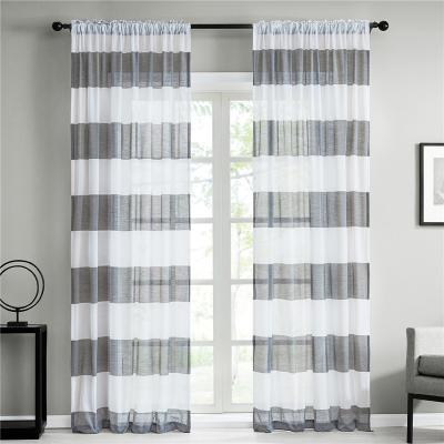 China Modern Simple Sheer Curtains Living Room Bedroom Horizontal Striped Yarn Curtain zu verkaufen