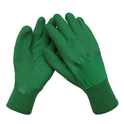 China Anti-slip Green Latex Safety Work Hand Coated Gloves for sale