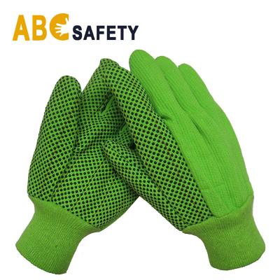 China Dots Factory Direct Sale High Quality Green Cotton Glove With Black Dots for sale