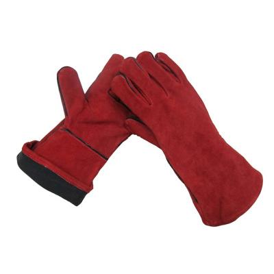 China Cheap Custom Full Palm Red Cow Split Double Palm Safety Leather Welding Gloves, Wholesale Industry Leather Work Welder Gloves for sale