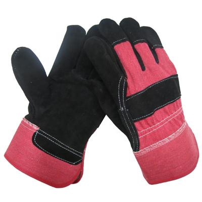 China Full Palm Made In China Red Cow Split Gloves , Top 10 Product Sale Leather Reinforced Natural Palm Gloves for sale