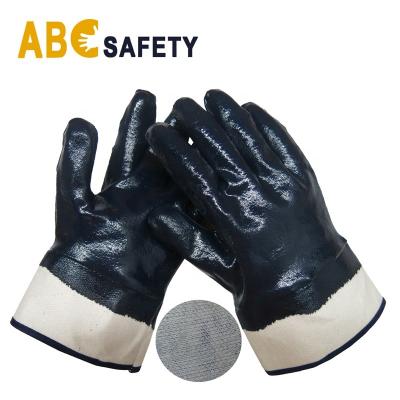 China Anti-impact ABC SAFETY Equipment Blue Nitrile With Cotton Fully Coated Guante PPE Safety Cuff for sale