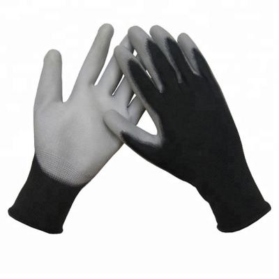 China Black nylon / polyester nylon 13 gauge shell with gray PU safety gloves grohandel anti static arbeitshandschuhe for sale