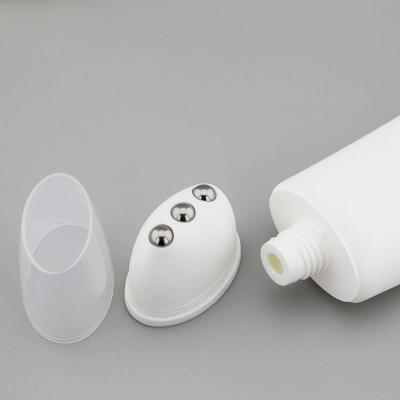 China With Rollerballs Acrylic Screw Cap Plastic Cosmetic Tube Cream Massager OEM Cap Squeeze Tube With 3 Rollerballs Applicator for sale