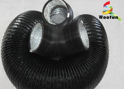 China Stretchable Flame Resistant Round Flexible Duct , Aluminum Foil PVC Flexible Ducting for sale