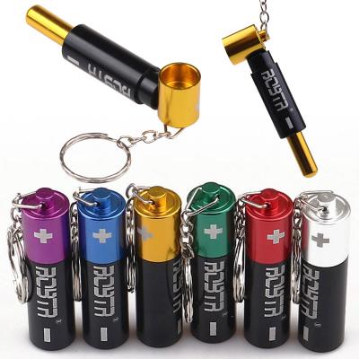 China Metal Key Chain Small Pipe Pendant Battery Shaped Tobacco Pipes Metal Portable Smoking Pipe for sale