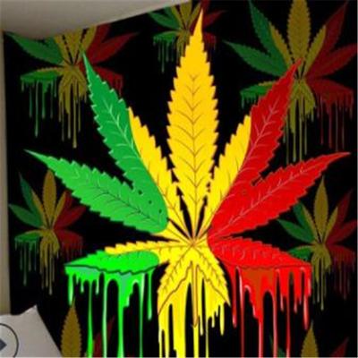 China 3D Fabric Printing Hemp Leaf Wall Hanging Bedroom Tapestry Background Gossip Wall Tapestries Dorm Decor Blanket 95*73cm for sale