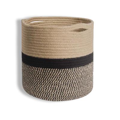 China Sustainable Woven Handmade Laundry Baskets for Indoor Plants Storage Cotton Rope Plant Basket for Plant and Flower Pots for sale