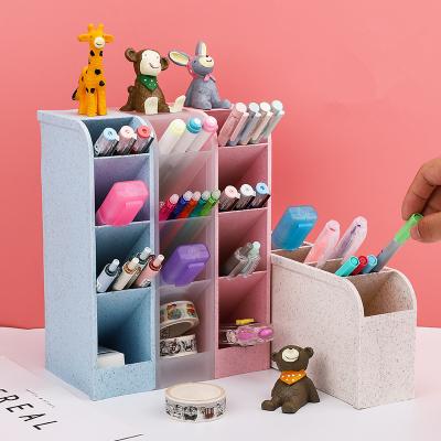 China Desktop Pen Holder Storage Desk Organizer PP Pen Stand Adjustable Plastic Viable Adjustable Plastic Organizer for sale