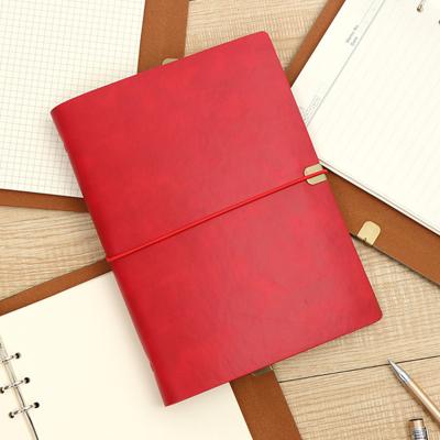 China A5 Softcover Leather Bound Journal Loose Leaf Notepad Dotted / Lined / Blank Pages Diary Notebook for sale