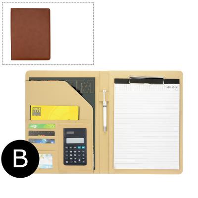 China Recyclable Professional Executive Custom Printing Leather Logo A4 Folder Manager Conference Clipboard Leather Folder With Calculator for sale