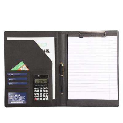 China Clipboard Folder with Calculator Customize A4 Business PU Leather Folder Luxury Folder with Calculator Clipboard Folder for sale