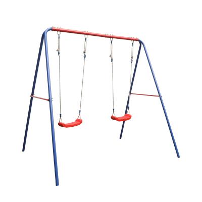 China Modern outdoor kids play metal frame double swing with two seats for sale